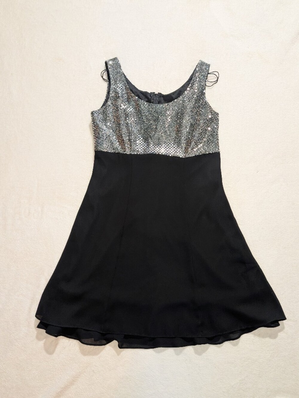 Vintage Black Cocktail Dress With Sequined Bodice